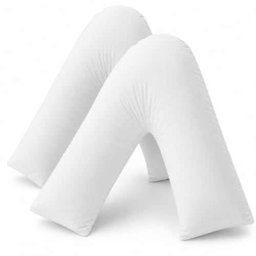 AmigoZone 2 Pack V Shaped Pillow Cases Covers, Pregnancy Maternity Orthopedic Support Nursing Pillow Cases V Pillows Cover (White)