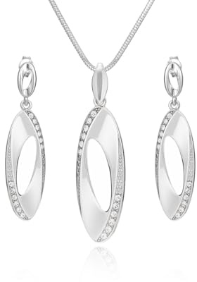 Luxuriöses Silber Schmuckset Mit Verstellbarer Kette Und Kristall-Einlage
