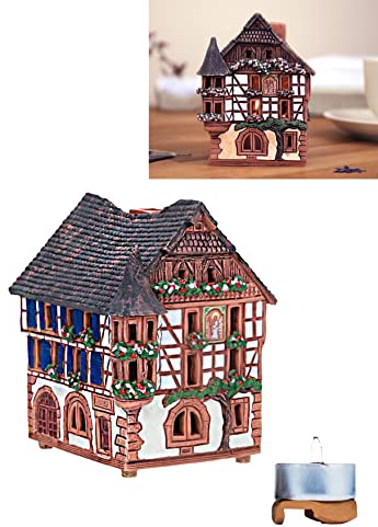 Midene Keramik Lichthaus , Handarbeit , Künstlerisches Miniatur Historisches Haus in Kaysersberg, Elsass, A235AR