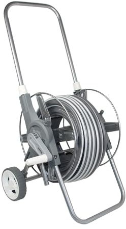 Bradas White Silver Plus Schlauchwagen Set 30m Wasserschlauch Gartenschlauchwagen 2402, Grau, 56x46x42 cm