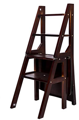 Échelle de marche 4 Transformant Escabeau Repliable Dossier Chaise Escabeau Chaise d'escalier en bois Escabeau Élargi Tabouret Haut Outil de jardinage Usage intensif Usage intensif Max. 150 kg