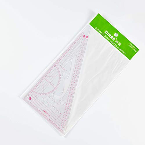 DIHAN Metrisches Dreieck Lineal, 1/3, 1/4 & 1/5 Maßstab, Nähen, Schneiderlineal, Modedesign, Musterherstellung, Kunststoff