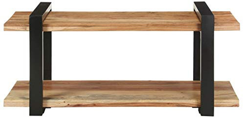 Tidyard TV Schrank mit 2 Regale Fernsehtisch Fernsehschrank Lowboard TV Möbel Sideboard HiFi-Schrank Holzschrank 90x40x40 cm Massivholz Akazie