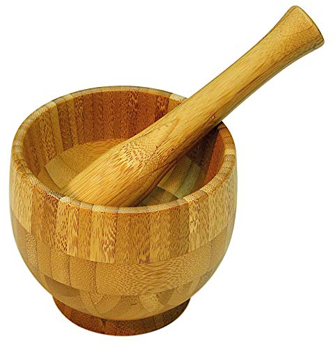 Point-Virgule mortier et pilon en bambou 12 cm H 10cm