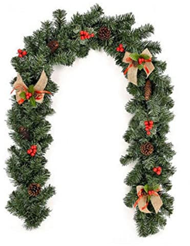 TOSSPER 180cm Weihnachtsgirlande Künstliche Rebe Kiefer Girlande Kiefernkegel Beeren Dekor Für Indoor Outdoor Türrahmen Hintergrund Dekoration