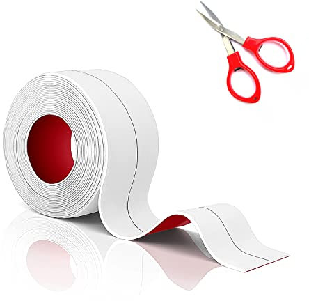 TATUNER Nastro Sigillante Impermeabile, Silicone per Bagno Antimuffa, Nastro Flex Roll, Autoadesivo Profili in PVC, Utilizzato per Piastrelle da Cucina Bordo Vasca da Bagno (Bianco, 3.3M X 22mm X 1)