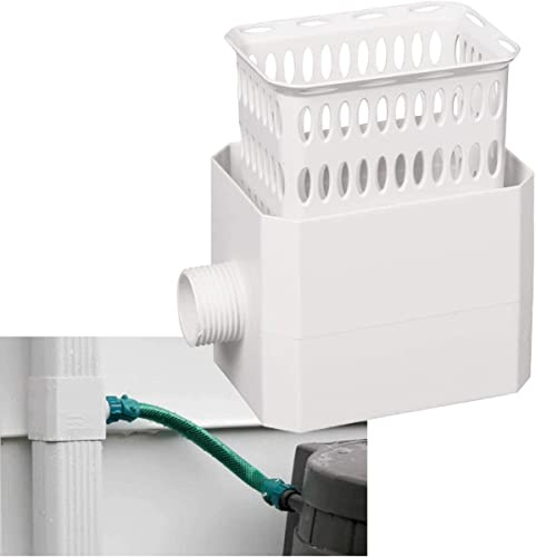 Downspout Rainwater Collection Diverter Connector System Colander with Filter 3x4-in., White