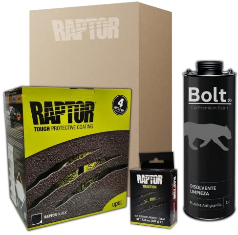 DISPIVAL Pintura Raptor 2K Kit Negro 4 Lt + Antideslizante + Disolvente