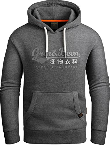 Grin&Bear Huvtröja herr sweatjacka GEC704, antracit, L