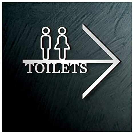 Toiletten-Pfeil-Acryl-Schilder, Toiletten-Waschraum-Badezimmer-Türschild Toiletten-Pfeil-Führungstafel-Acryl-Schilder, 3D-Stereo-WC-Hinweis-Toiletten-Badezimmer-Geschäfts-Schilder-Wand-Laden-Dekoratio