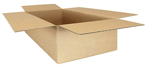 smiley pack 100 Stück Faltkartons 600 x 300 x 150 mm braun KK 106 | Versandkarton, Verpackungskartons 60 x 30 x 15 cm aus Wellpappe 1 wellig – Karton, Pappkarton für Paket & Päckchen