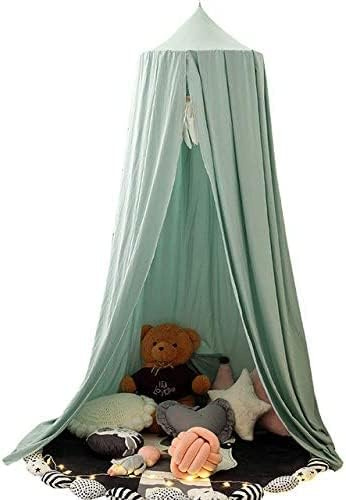 LINONI Canopée pour bébé - en Mousseline de Soie - pour lit de bébé, Tente de Jeu, Chambre d'enfant - Hauteur : 240 cm - Longueur de l'ourlet : 260 cm (Vert)