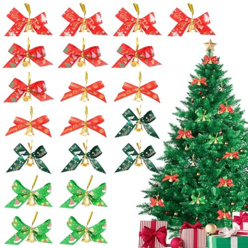 rge Fiocco di Natale Ornamenti, Fiocco di Natale con campane, Addobbi Ornamento Albero di Natale Decorazione (20 pezzi)