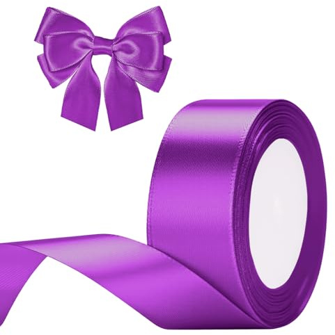 G2PLUS Lila Satinband 40mm, Breit Dekoration Geschenkband, 22m Schleifenband zum Bastel, Lila Satin Dekoband für Geschenkverpackung, Dekoration