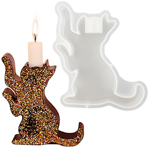 Kerzenhalter Silikonform Stabkerzen Kerzenhalter Gießform Katzen Epoxidharz Form Katzen Silikonform Kerzenständer Gießform Silikon Tiere Form Stabkerzenhalter Silikonform für Kerzen Gipsform