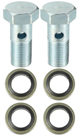 QUARKZMAN Banjo-Bolzen Silberton 2er Set Für Bremsen Kohlenstoffstahl | Material Kohlenstoffstahl, Farbe Silberton, Bolzen-ID 7mm, Größe 32x19mm, Scheiben-ID 13mm, Scheiben-OD 18mm