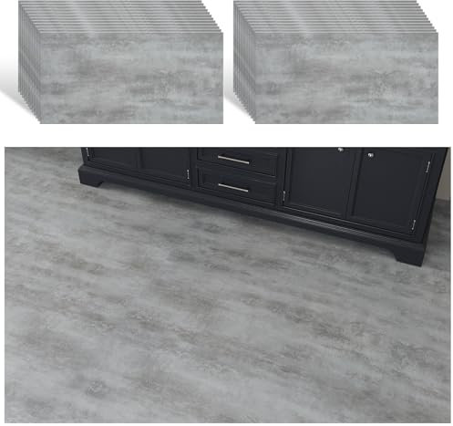 VEELIKE Suelo Vinilo Autoadhesivo Cemento Vintage Vinilo Suelo Autoadhesivo Efecto Hormigón Vinilo Suelo Cocina Azulejos Adhesivos Baño Baldosas Adhesivas Suelo Garaje 1.5mm 60 cm x 30 cm 24 Piezas