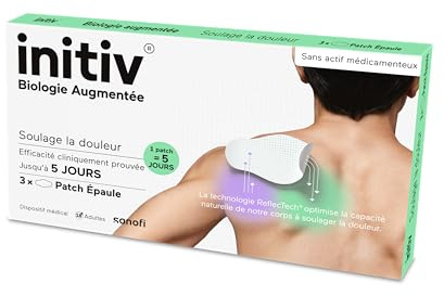 Initiv Patch Épaule – Soulage la Douleur jusqu'à 5 Jours – Dispositif Médical – Patch Résistant à l'Eau, sans Effet Chauffant, ni Refroidissant – Boîte de 3 Patchs – sans Actif Médicamenteux – Adultes