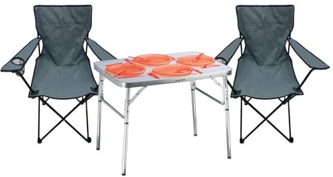Mojawo Top Qualität 3tlg. Campingmöbel Set Alu Camping L75xB55xH60cm 1x Campingtisch mit Tragegriff + 2 Anglersessel