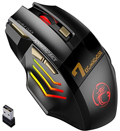 Sujurio Souris de sans pour ordinateur 2,4 G RVB rechargeable Bluetooth USB souris silencieuse et ergonomique