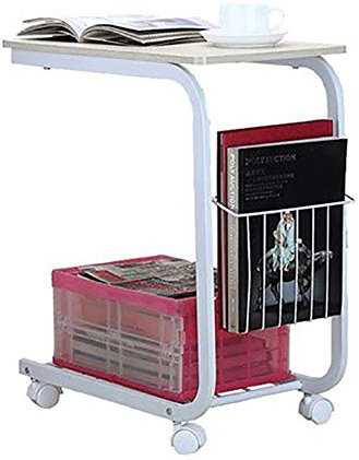 Mobiler Überbett-Computertisch, Betttablett, Betttisch, Laptoptisch mit Rollen, Seitenkorb, für Schlafzimmer, Wohnzimmer, Sofatisch mit Rollen über dem Bett