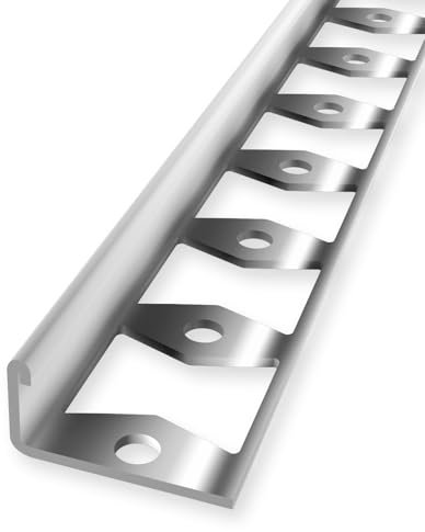 Profilé de carrelage 14 x 22,5 x 2500 mm, hauteur de bordure 12,5 mm, double profilé K, en acier inoxydable fermé, perforé, profilé métallique en acier inoxydable brillant Küberit