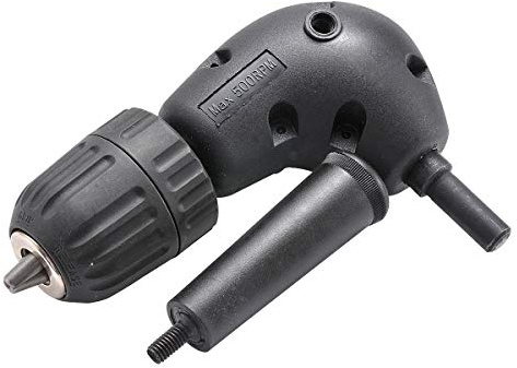 HOHXEN Winkelbohrvorsatz mit Schnellspann-Bohrfutter, 90 Grad Elektrobohrer-Set mit 10mm Rundschaft-Bohrfutter-Aufsatz Winkelbohrer-Adapter für Enge Ecken - Spannbereich 1-10mm(1/16-3/8)