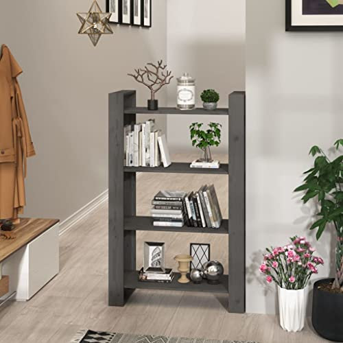 FUDUGEHMIOFWFJJ Gaming Room,eckkommode,Bücherregal/Raumteiler Grau 80x35x125 cm Massivholz KieferGeeignet für Bad, Küche, Schlafzimmer