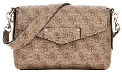 GUESS Eco Brenton Flap Shoulder Bag Latte Logo
