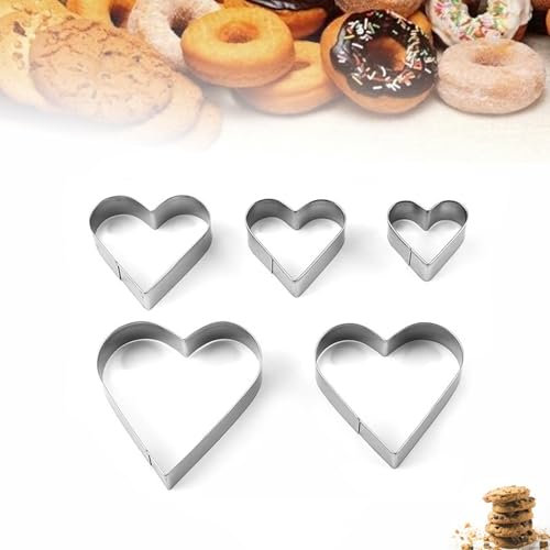 CXNXFD Lot de 5 emporte-pièces en forme de cœur - En acier inoxydable - Pour la Saint-Valentin
