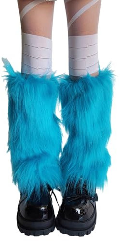 Mocoocouture Modische Winter Wärme Pelz Beinstulpen In Leuchtendem Blau Für Themenveranstaltungen. Damen Fuzzy Plüsch Beinstulpen Stiefelmanschetten Socken