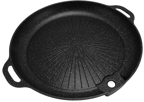 Luocute Plaque de Cuisson de Camping, Poêle à Griller Portable Antiadhésive pour Cuisinière, Barbecue, Poêle à Gaz pour Cuisinière de Camping, Surfaces Striées, Plateau de Barbecue en