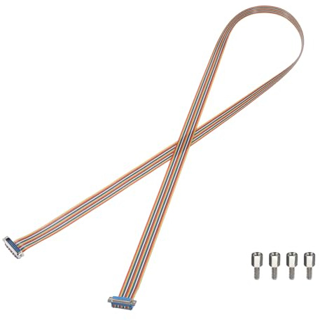 sourcing map IDC Serial Cable Rainbow Wire Flat Ribbon Cable DB25 Male to DB25 Female 78.7 Inch Length 2.54mm Pitch Breadboard Jumper Wires for Electronic Projects