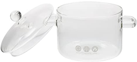 Cabilock Pentola in Vetro Borosilicato Ad Alta Resistenza Al Calore Pentola Per Stufato Da Cucina Con Manici Gemelli Per Brasare Zuppe Cucinare Porridge e Riscaldare Cibo