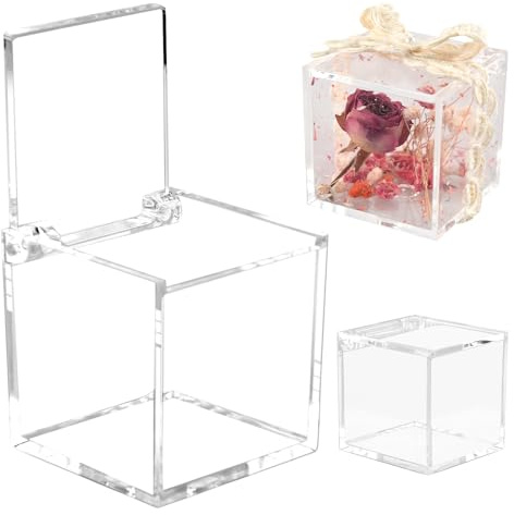 DZAEMOSIIE 20 Stück Transparente Gastgeschenke Hochzeit, Taufe Kommunion Durchsichtig Acrylbox, Kleine Quadratische Acryl Würfel, Acrylbox mit Deckel, Geschenkbox für Weihnachten Valentinstag, 5x5x5