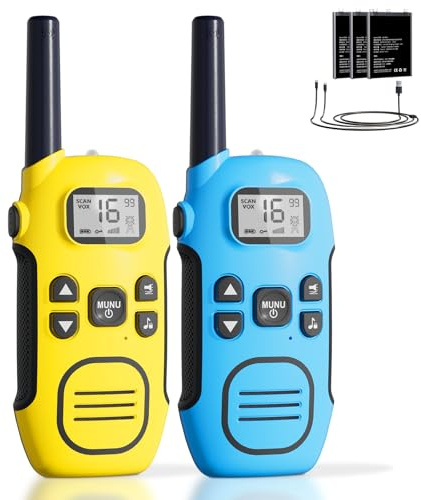 Walkie Talkies for Kids Adults,DURLK 2 Pack Rechargeable Walky Talky with Built-In Li-Ion Battery,2 Way Radio Long Range with 16 Channels,Flashlight,VOX,USB-C Cable for 3-12 Boys Girls Camping Hiking