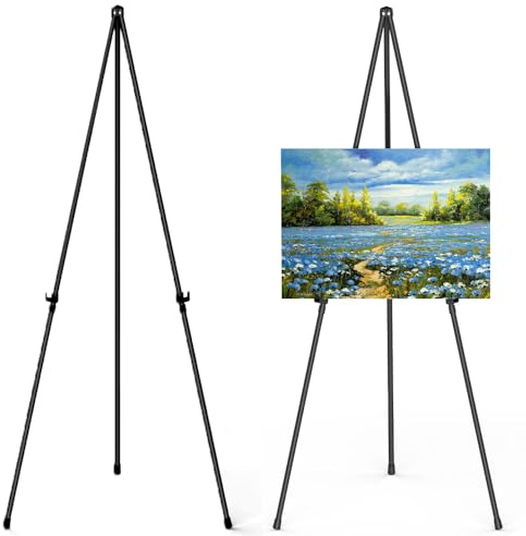 Staffelei für Schilder,Einstellbar,160CM Stativ,Faltbar,Tragbarer Metallständer,Bodenständer für Display, Displayständer für Hochzeitsplakatständer (Schwarz,2PCS 160cm)