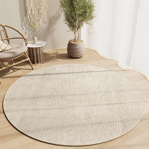 Alfombra Redonda, Alfombra de Dormitorio Antideslizante, Alfombras de Habitacion Pelo Corto, Alfombra Salon Lavable, Tapete Minimalista para Cama o Silla (4 80cm)