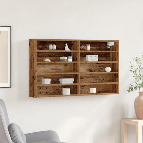 EMYRLXQW Regal, Wandregale & Ledges-Vitrinenschrank, Altes Holz, 100 x 15 x 58 cm, Holzwerkstoff