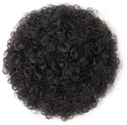 Kort afro-hår, trassligt, lockigt afro-puff, hästsvans förlängning med dragsko, kutt, hästsvans, konstgjorda hårdelar för svarta kvinnor hårponytail för kvinnor flickor (svart)