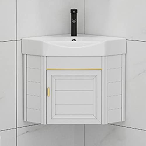 KANBUN Moderno Mobile per vanità da Bagno Montato a Parete con lavandino e stoccaggio Vasca per Lavanderia in Ceramica Combinazione di rubinetti a Freddo Calda per la Cucina o Camera Domestica