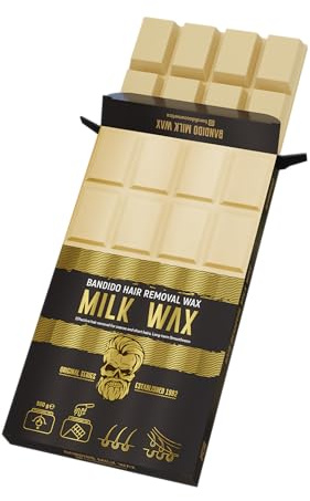 BANDIDO Hair Removal Wax - Agda – 500g Heißwachs in Schokoladenform zum Abbrechen,für alle Hauttypen – Unisex Enthaarungswachs für Gesicht, Bikinizone, Beine & Arme – 4 Sorten (500gr, 02-Milk)