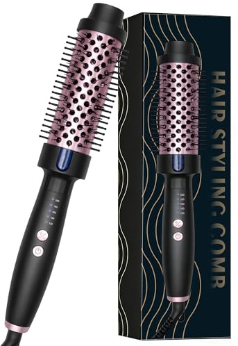 UKLISS Termoborste 38 mm, termisk borste LCD-skärm 120–200 ℃, 3-i-1 Pro jonisk termisk rund borste, hot brush dubbelspänning för resor (roséguld)