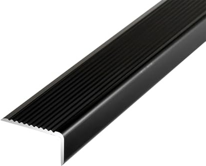 Protection Antidérapante de Bord de Marche 100/150cm, Nez de Marche en Métal, Protection D'angle de D'escalier Résistante À L'usure pour Intérieur/extérieur(Black,110cm/43in)