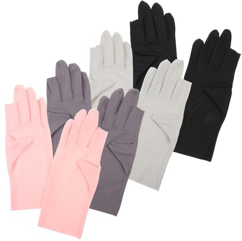 DECOMELODY Guantes para Manicura UV de Chinlon, 4 Pares, Protección contra Rayos UV y Alta Transpirabilidad, Ideales para Cuidado de Uñas y Piel Sensible