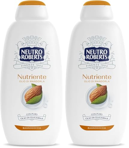 Neutro Roberts Bagnoschiuma Corpo Nutriente con Olio di Mandorla, Per una Pelle Profumata e Nutrita, Ingredienti di Origine Naturale, Senza Sapone, Dermatologicamente Testato, Flacone da 600 ml