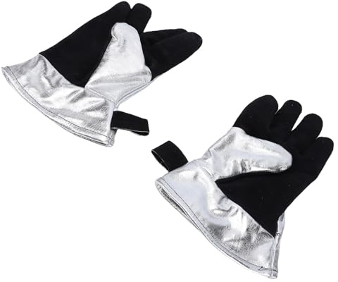 Fockety da saldatura, in pelle bovina resistente con dorso in alluminio e fodera in gomma SBR da 2 mm per campeggio, escursionismo, barbecue, resistenti al calore fino a 400 °C