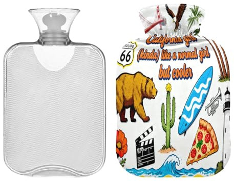 California Girl Be Cool - Bolsa de agua caliente con cubierta suave de 2 litros para aliviar el dolor muscular, bolsa de agua Caliente para el Dolor