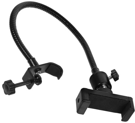 Mikikit Mikrofon Handyhalterung mit Clip Verstellbarer Schlauch Ständer aus Robustem Material Schwarze Klemme für Verschiedene Handys Kompatibel mit Mikrofonstativen Vielseitig für