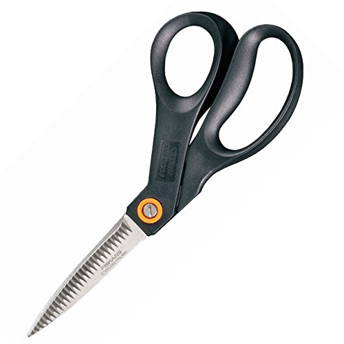 Fiskars Forbici per fiori con lama dentata, Lunghezza: 19 cm, Lame in acciaio inossidabile/Impugnature in plastica, Nero/Arancione, S28, 1001544